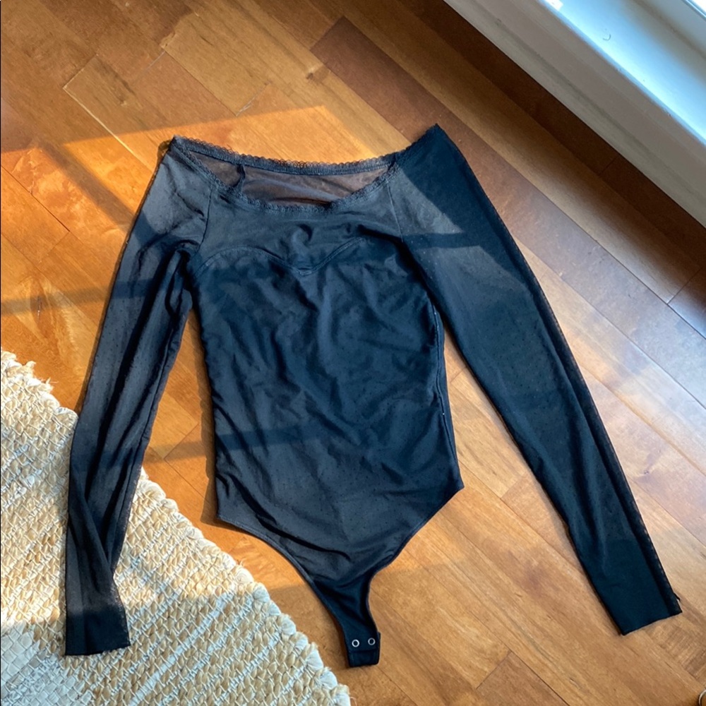 Abercrombie & Fitch Blue Asymmetrical Long Sleeve Bodysuit